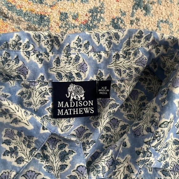 Madison Mathews Indian block print cotton lightweight long-sleeve button down - Picture 2 of 7
